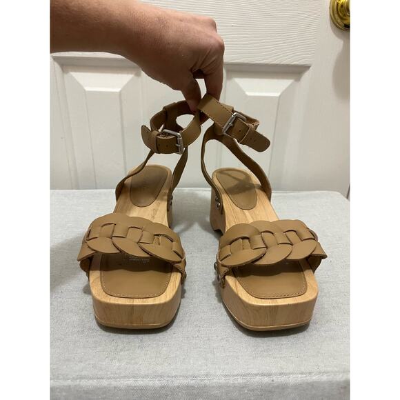 Splendid Barie Leather and Wood Clog Braided Sandals in Beige Women's sz. 7.5 - Picture 3 of 10